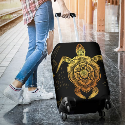 Gold Sea Turtle Mandala Luggage Cover Protector
