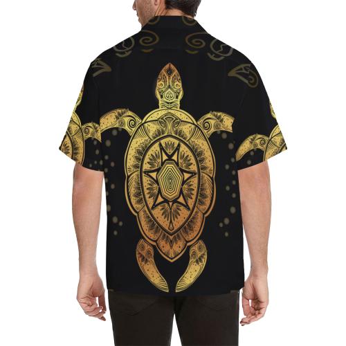 Golden Sea Turtle Men Hawaiian Shirt