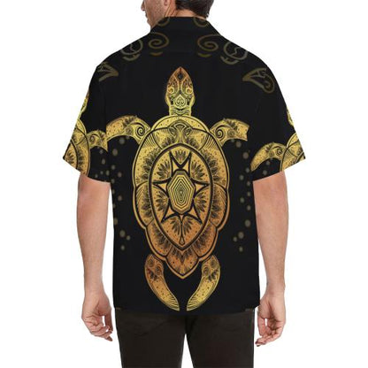 Golden Sea Turtle Men Hawaiian Shirt
