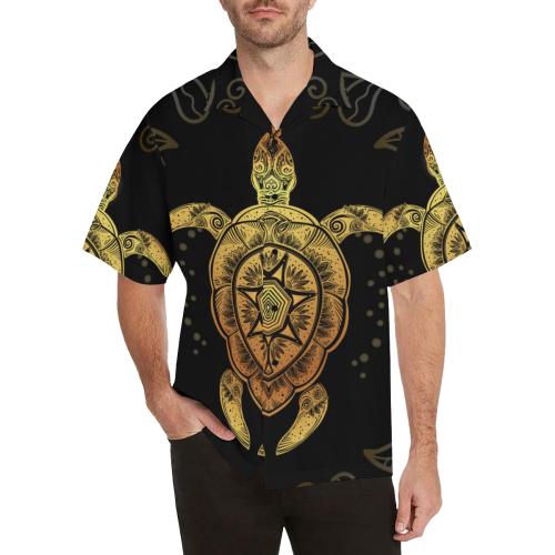 Golden Sea Turtle Men Hawaiian Shirt
