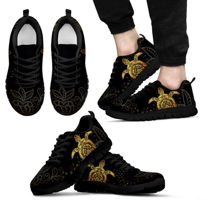 Gold Sea Turtle Mandala Men Sneakers