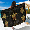 Gold Sea Turtle Mandala Beach Sarong Pareo Wrap