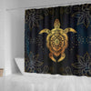 Gold Sea Turtle Mandala Shower Curtain