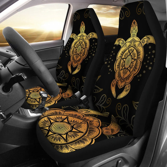 Gold Sea Turtle Mandala Universal Fit Car Seat Covers
