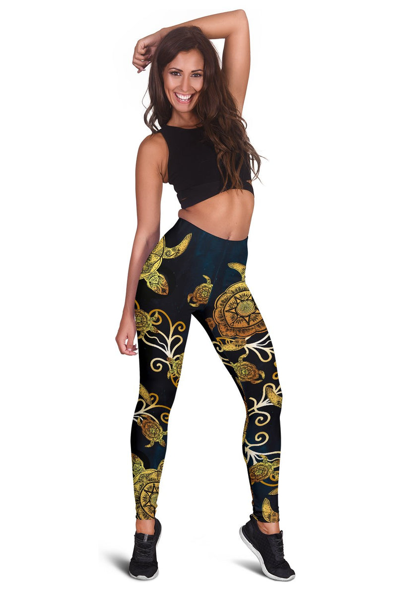 Golden Sea Turtle Women Leggings