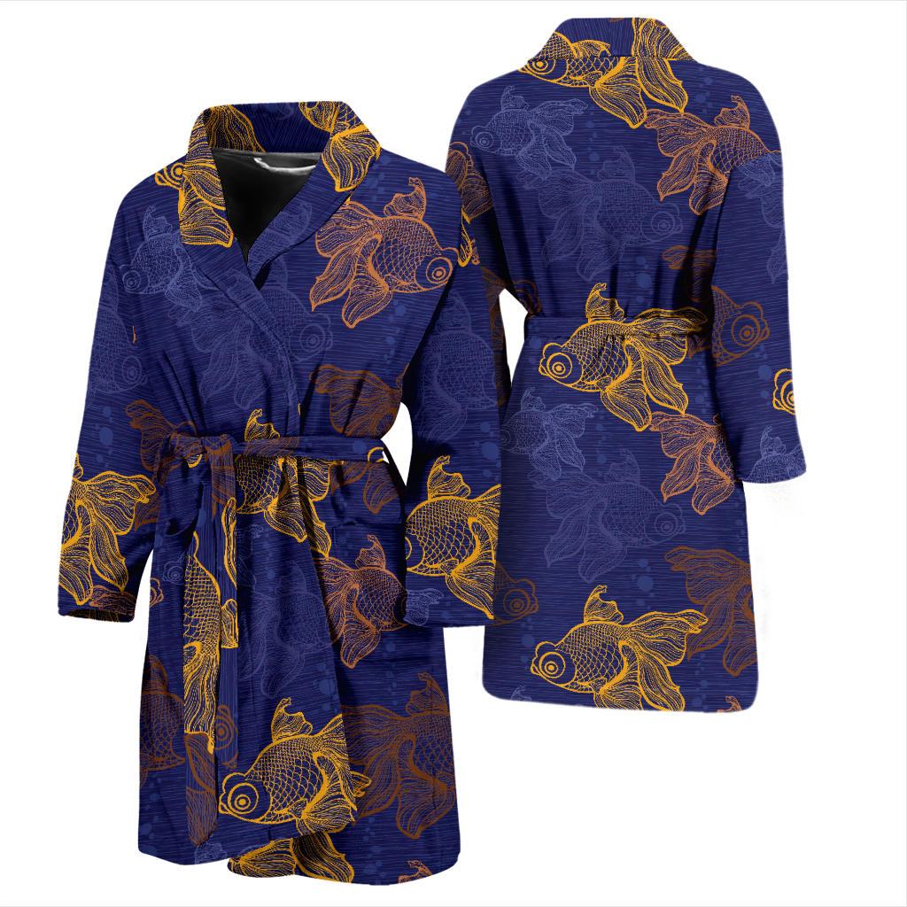 Goldfish Pattern Print Design 01 Men Bathrobe-JORJUNE.COM