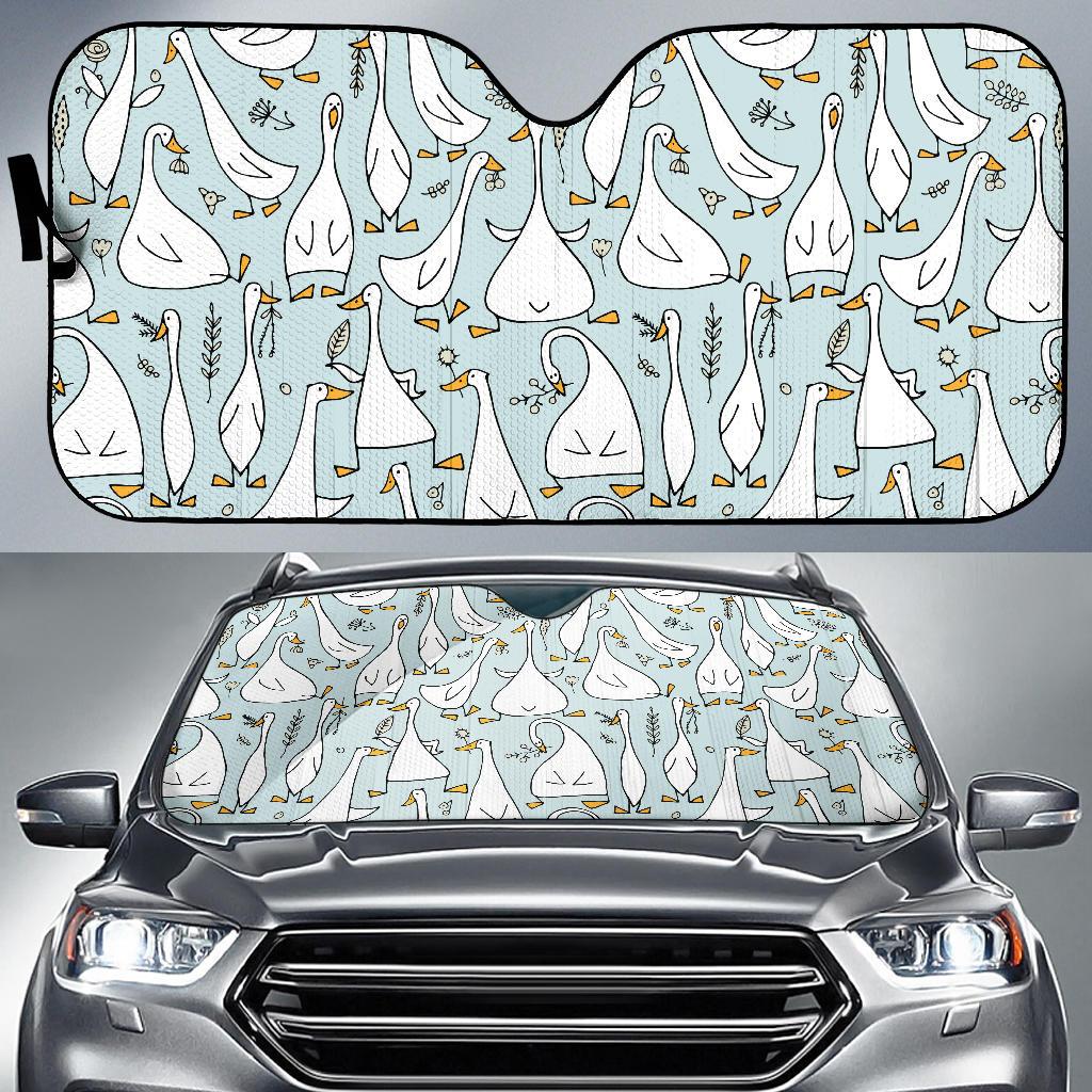 Goose Pattern Print Design 03 Car Sun Shade-JORJUNE.COM