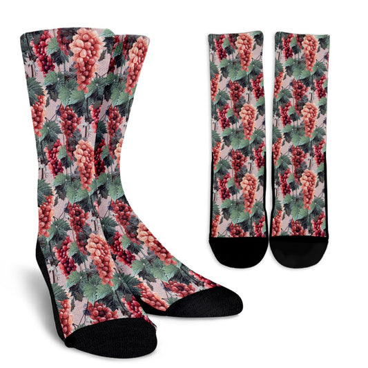 Grape Pattern Print Design GP01 Crew Socks-JORJUNE.COM