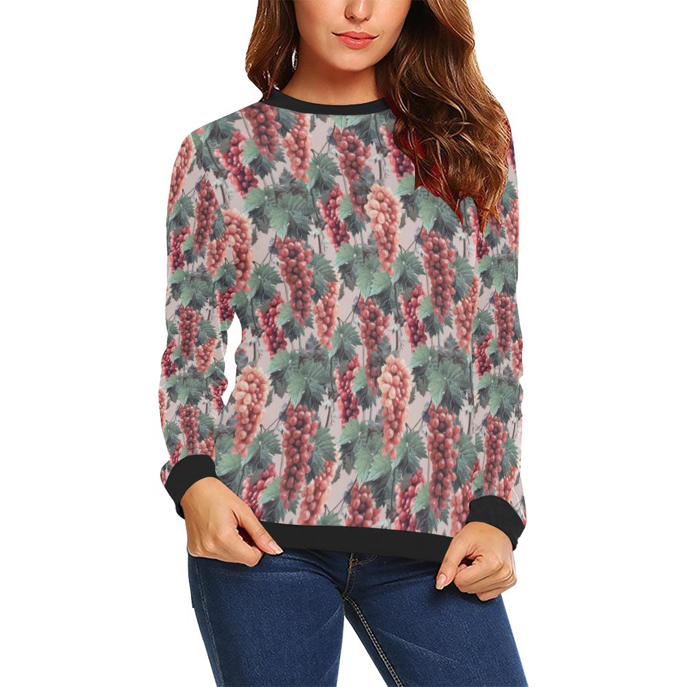 Grape Pattern Print Design GP01 Women Long Sleeve Sweatshirt-JorJune
