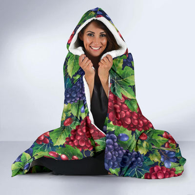 Grape Pattern Print Design GP02 Hooded Blanket-JORJUNE.COM