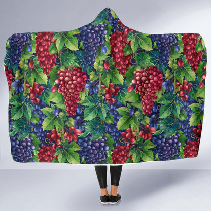 Grape Pattern Print Design GP02 Hooded Blanket-JORJUNE.COM