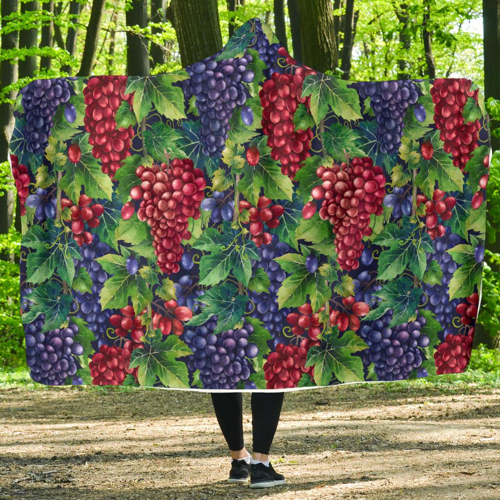 Grape Pattern Print Design GP02 Hooded Blanket-JORJUNE.COM