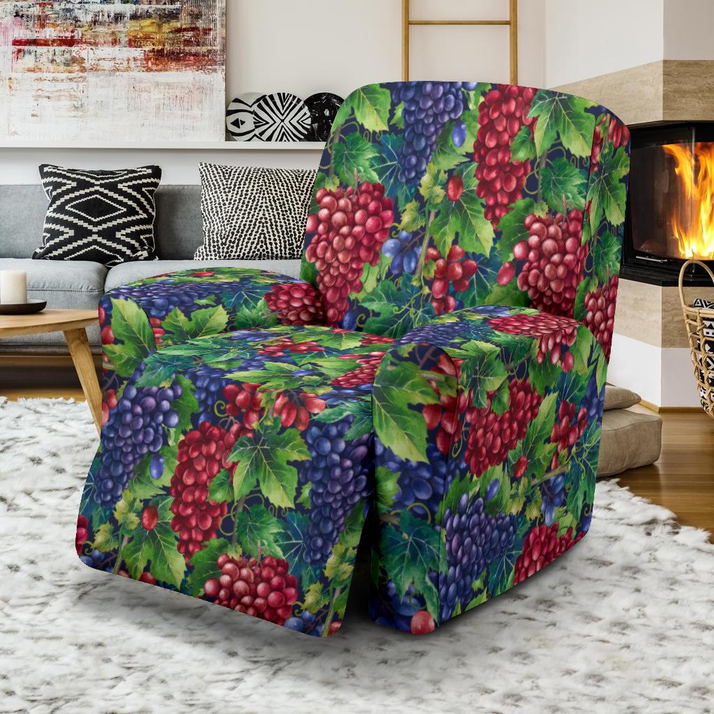 Grape Pattern Print Design GP02 Recliner Slipcover-JORJUNE.COM