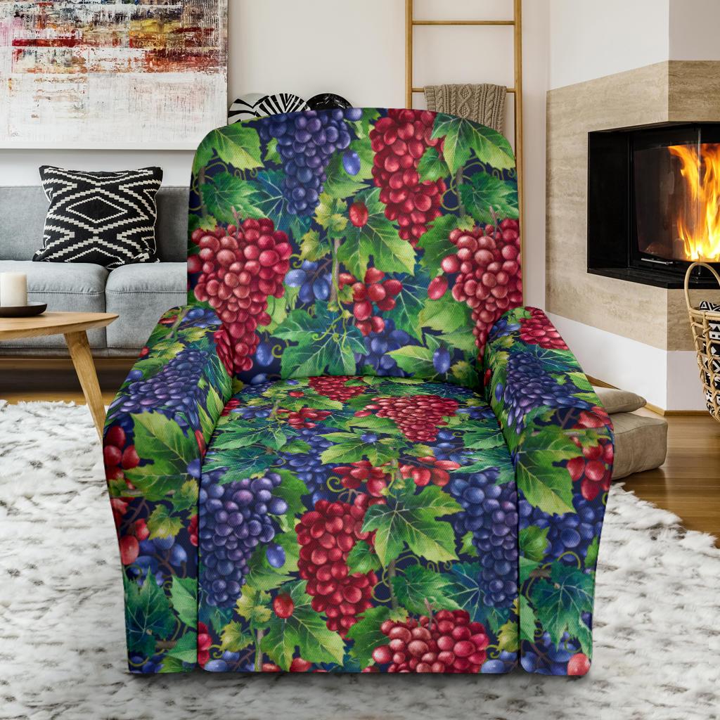 Grape Pattern Print Design GP02 Recliner Slipcover-JORJUNE.COM