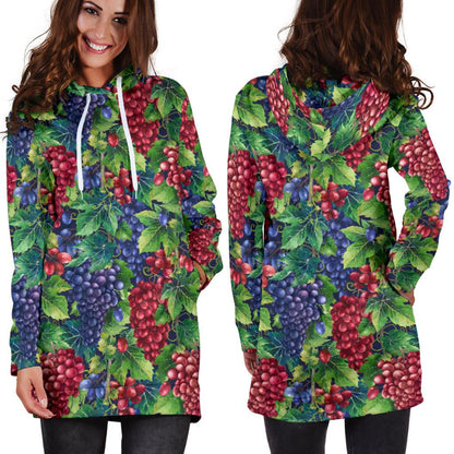 Grape Pattern Print Design GP02 Women Hoodie Dress