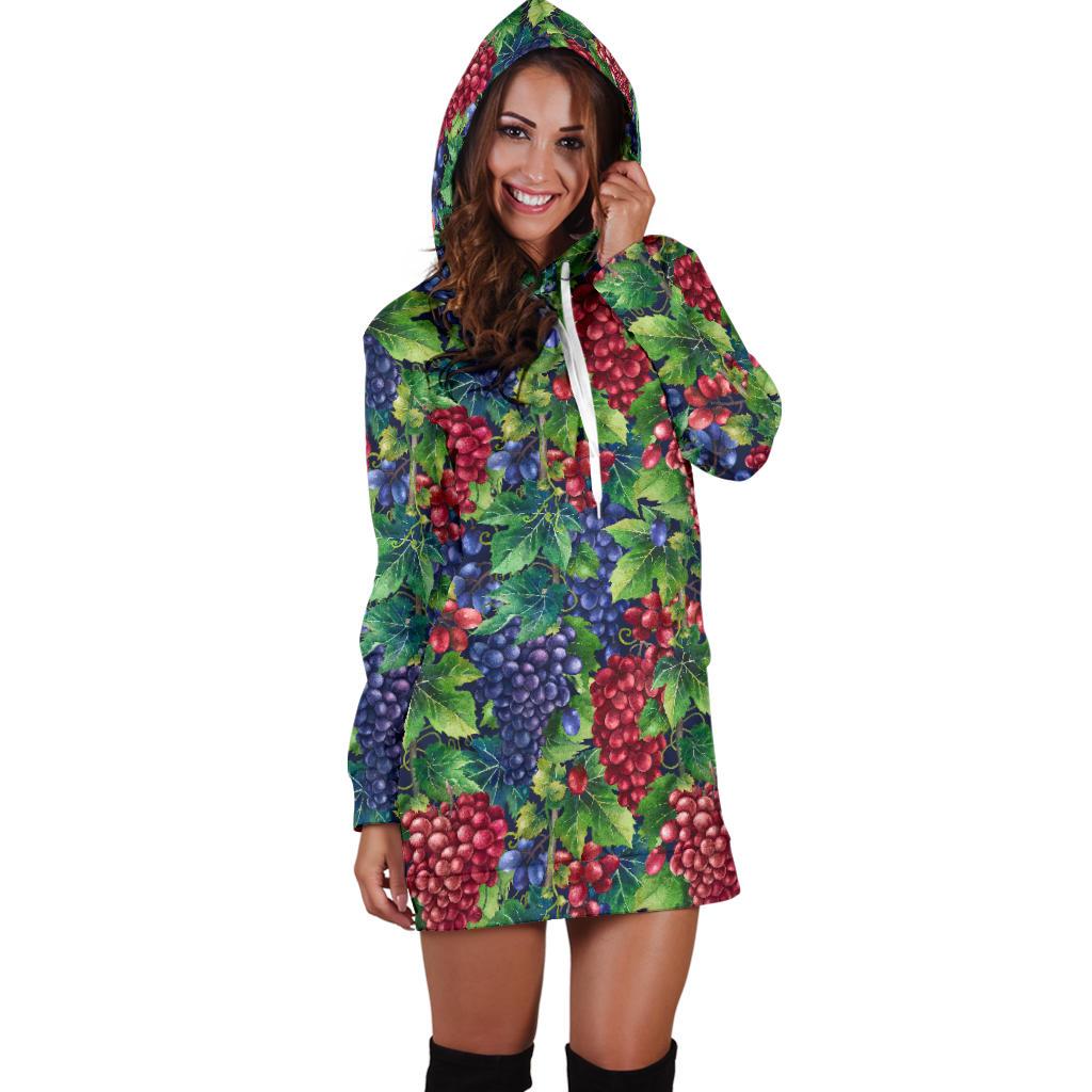 Grape Pattern Print Design GP02 Women Hoodie Dress