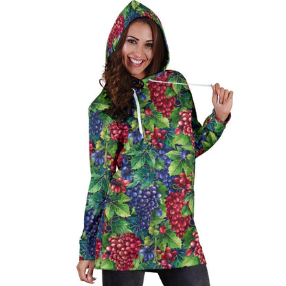 Grape Pattern Print Design GP02 Women Hoodie Dress