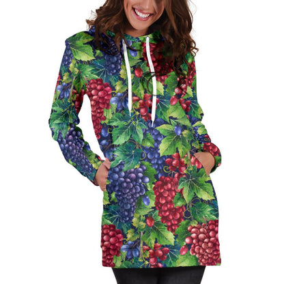 Grape Pattern Print Design GP02 Women Hoodie Dress