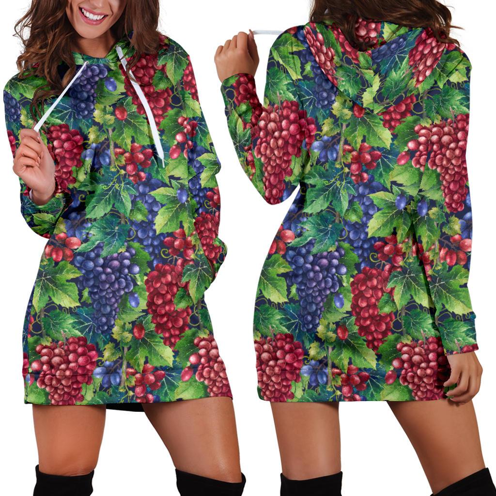 Grape Pattern Print Design GP02 Women Hoodie Dress