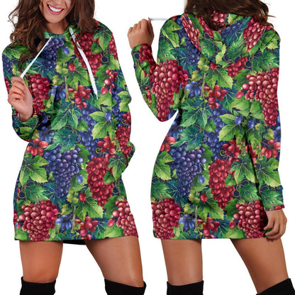 Grape Pattern Print Design GP02 Women Hoodie Dress