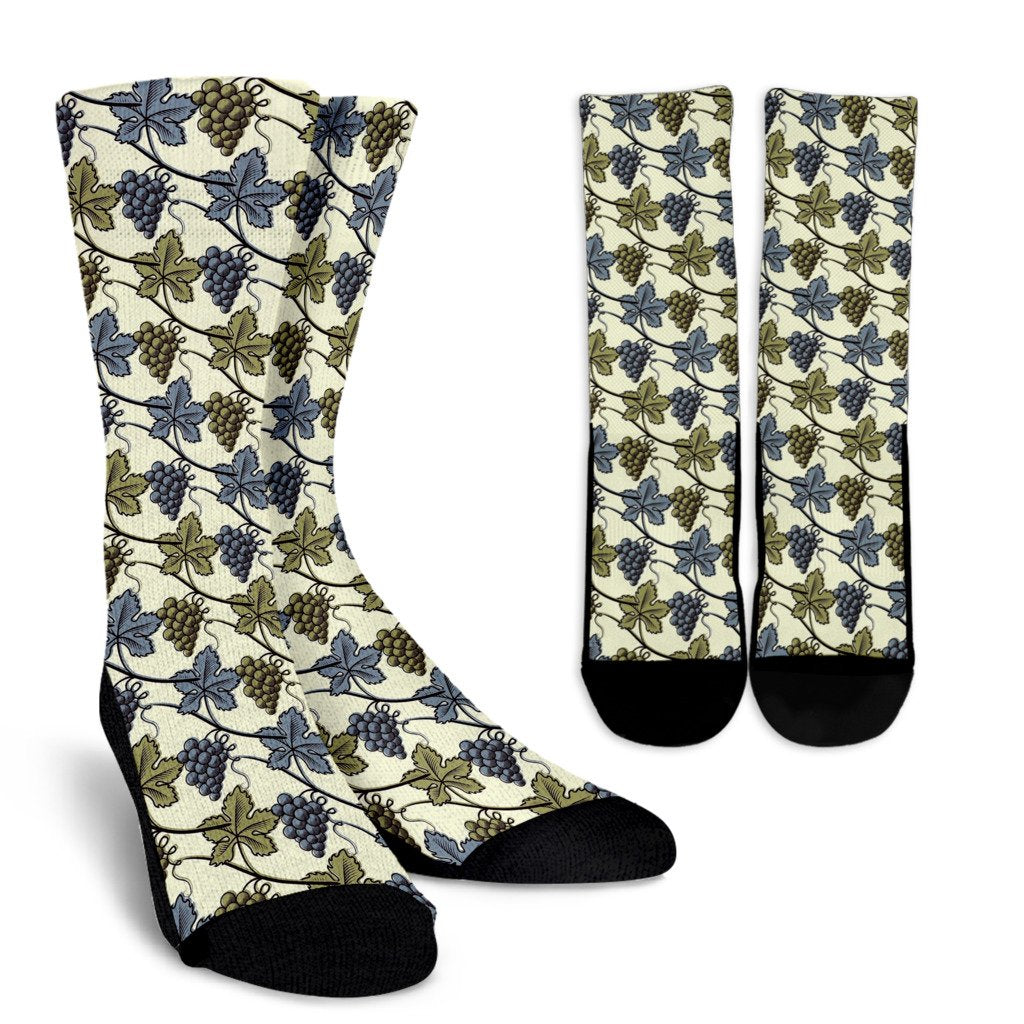 Grape Pattern Print Design GP03 Crew Socks-JORJUNE.COM