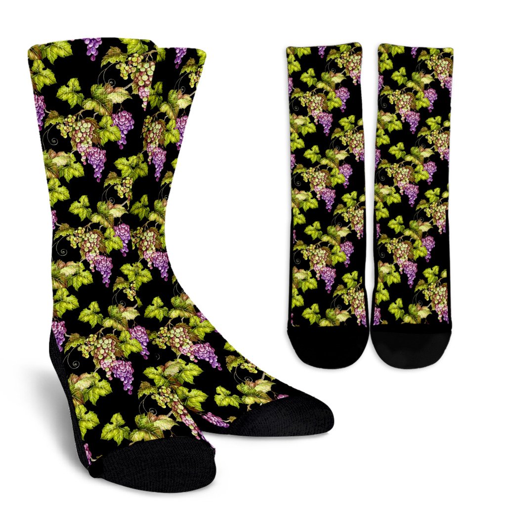 Grape Pattern Print Design GP04 Crew Socks-JORJUNE.COM