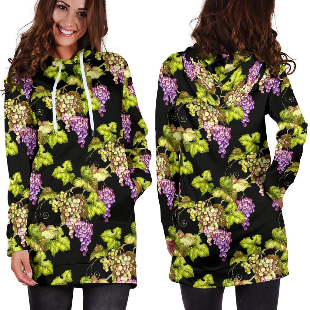Grape Pattern Print Design GP04 Women Hoodie Dress
