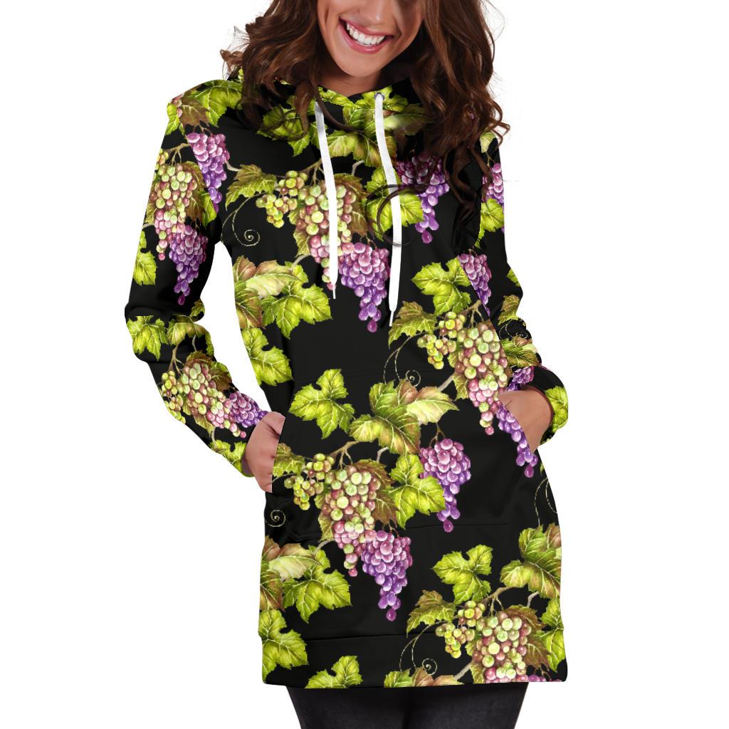 Grape Pattern Print Design GP04 Women Hoodie Dress