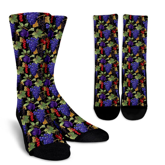 Grape Pattern Print Design GP05 Crew Socks-JORJUNE.COM