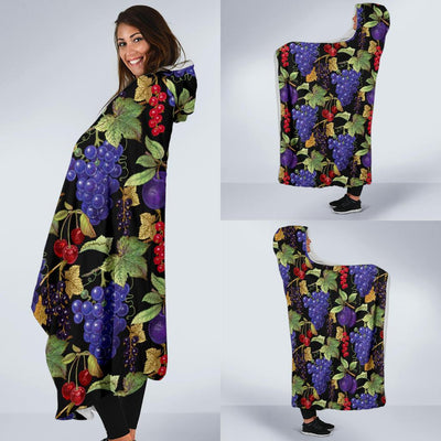 Grape Pattern Print Design GP05 Hooded Blanket-JORJUNE.COM