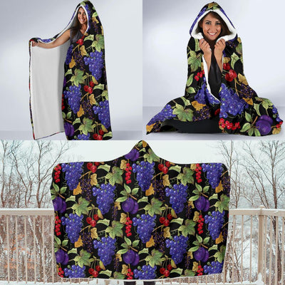 Grape Pattern Print Design GP05 Hooded Blanket-JORJUNE.COM