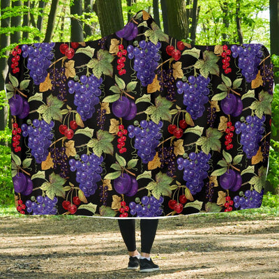 Grape Pattern Print Design GP05 Hooded Blanket-JORJUNE.COM