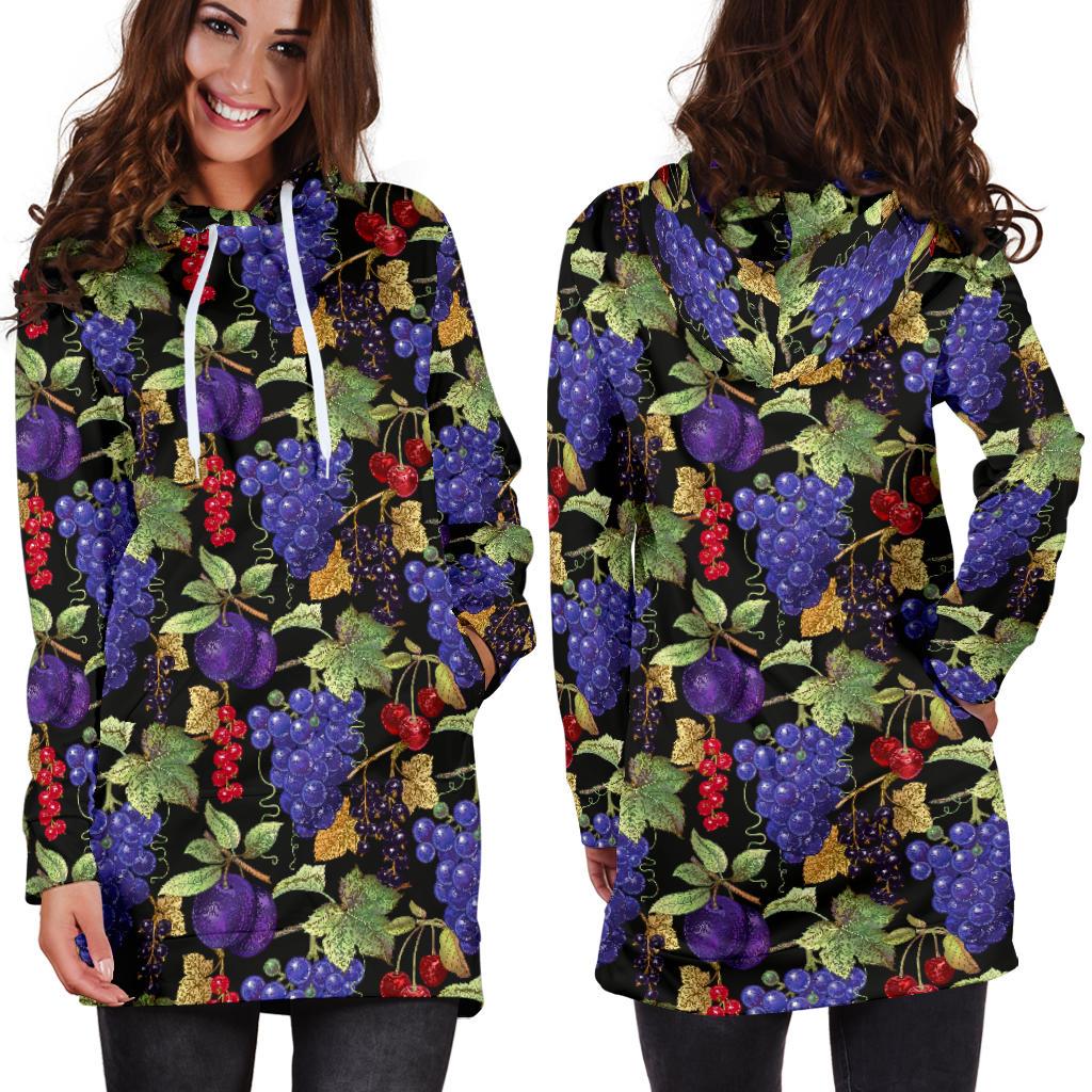 Grape Pattern Print Design GP05 Women Hoodie Dress