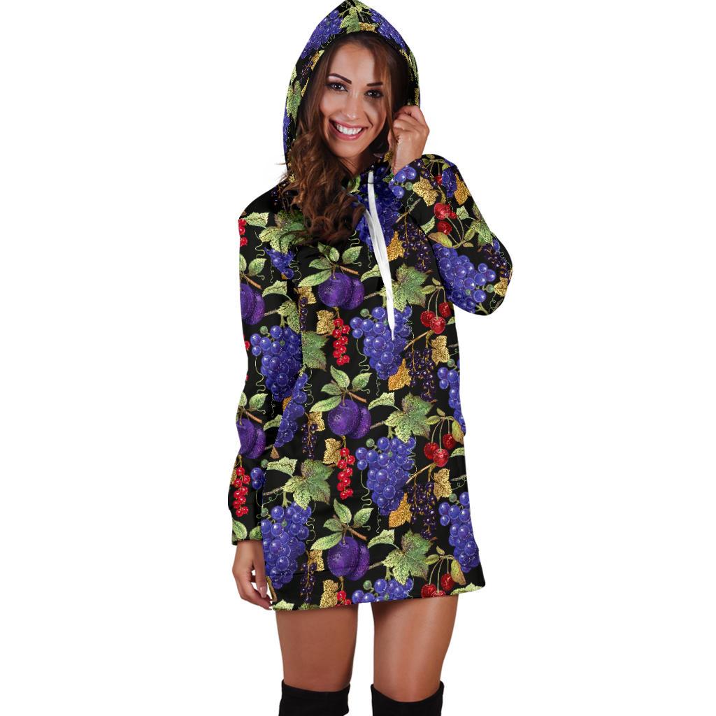 Grape Pattern Print Design GP05 Women Hoodie Dress