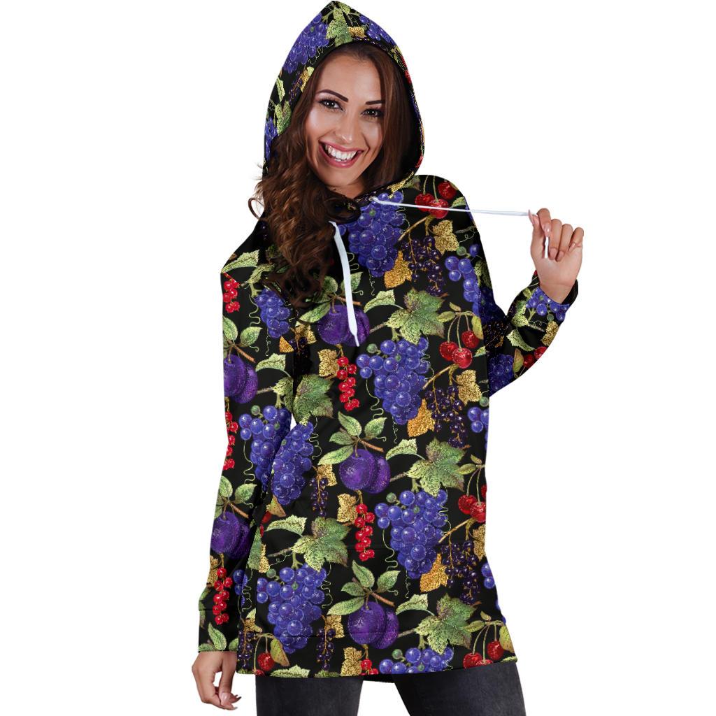 Grape Pattern Print Design GP05 Women Hoodie Dress