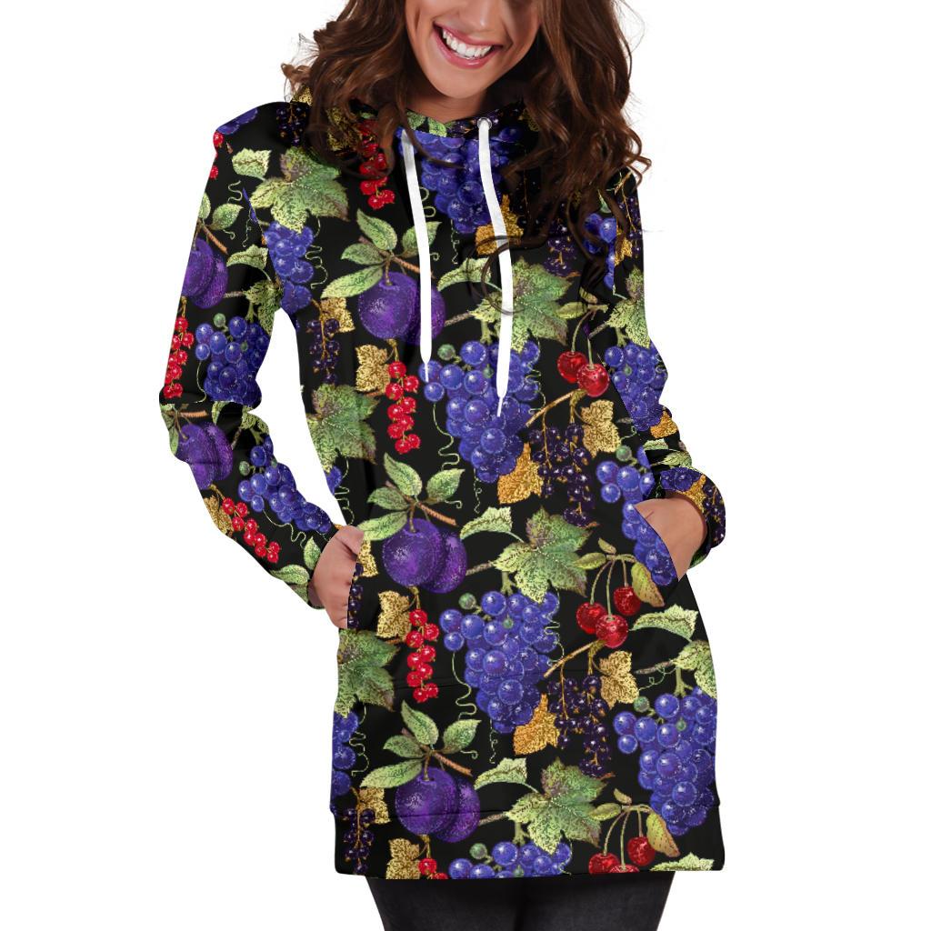 Grape Pattern Print Design GP05 Women Hoodie Dress