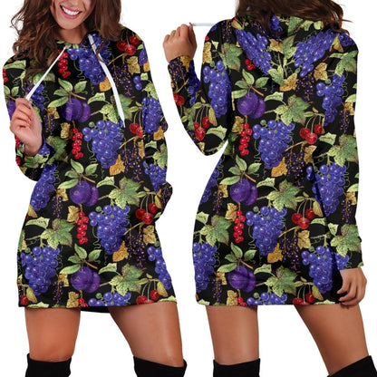 Grape Pattern Print Design GP05 Women Hoodie Dress