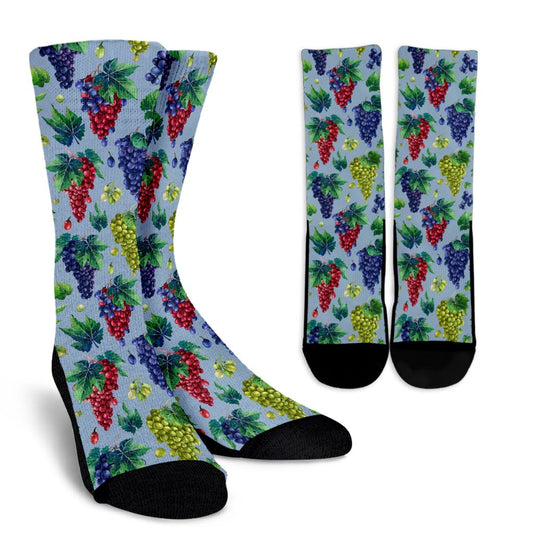 Grape Pattern Print Design GP06 Crew Socks-JORJUNE.COM