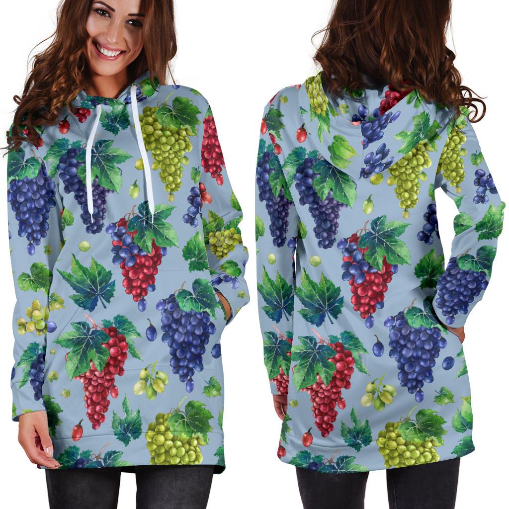 Grape Pattern Print Design GP06 Women Hoodie Dress