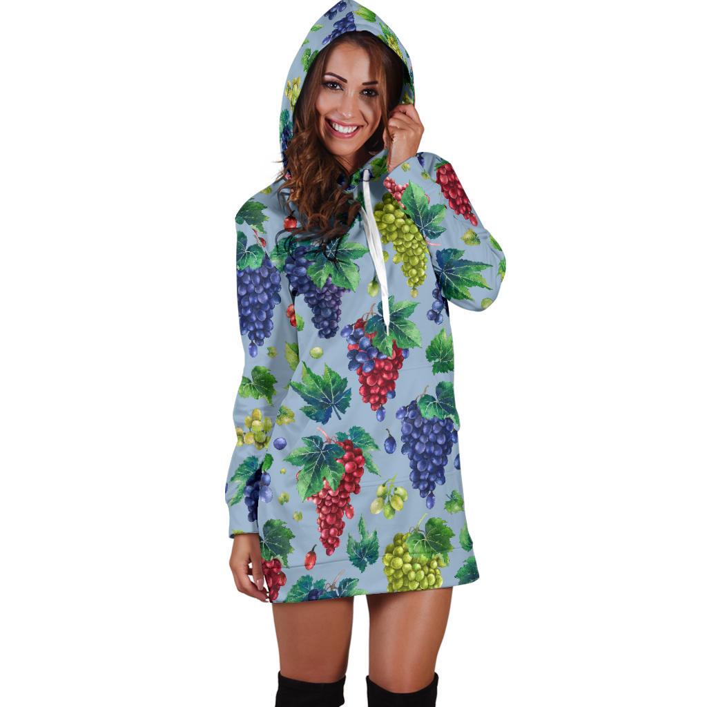 Grape Pattern Print Design GP06 Women Hoodie Dress