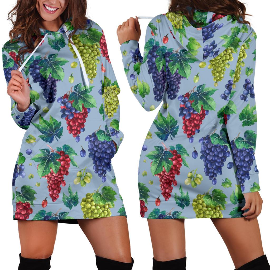 Grape Pattern Print Design GP06 Women Hoodie Dress