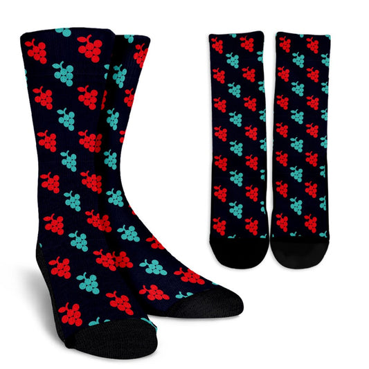 Grape Pattern Print Design GP07 Crew Socks-JORJUNE.COM