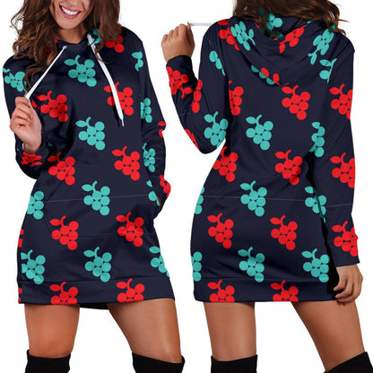 Grape Pattern Print Design GP07 Women Hoodie Dress