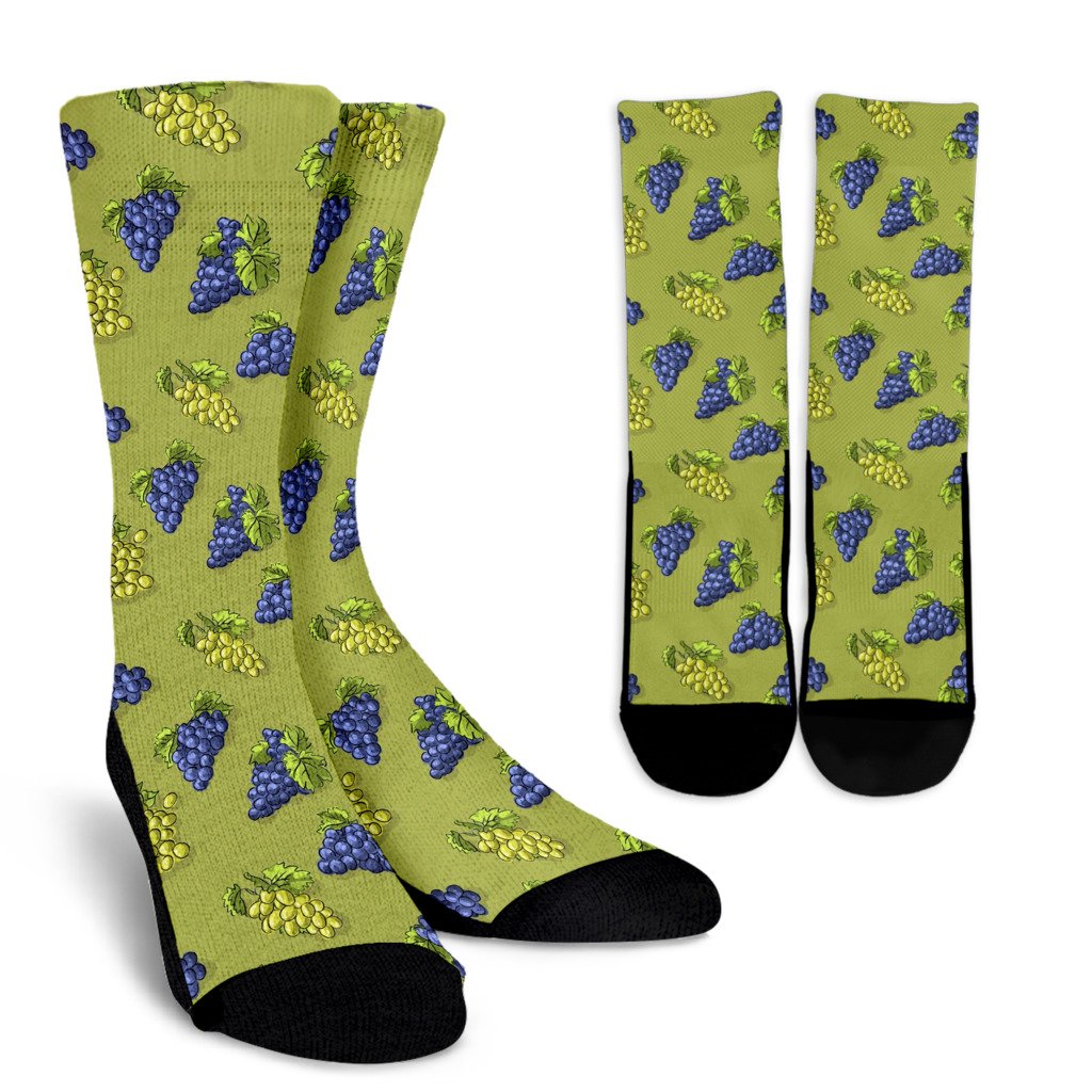 Grape Pattern Print Design GP08 Crew Socks-JORJUNE.COM