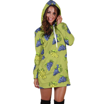 Grape Pattern Print Design GP08 Women Hoodie Dress