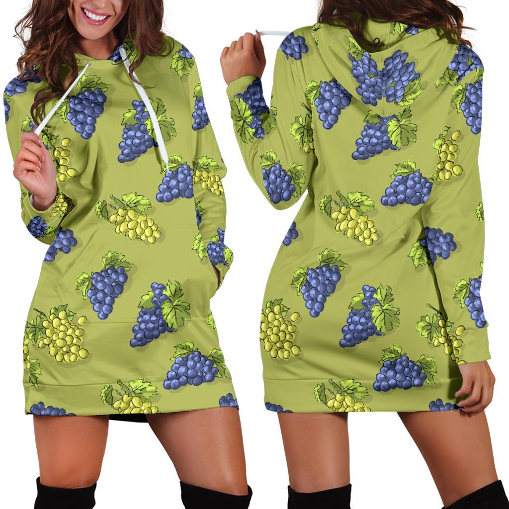 Grape Pattern Print Design GP08 Women Hoodie Dress