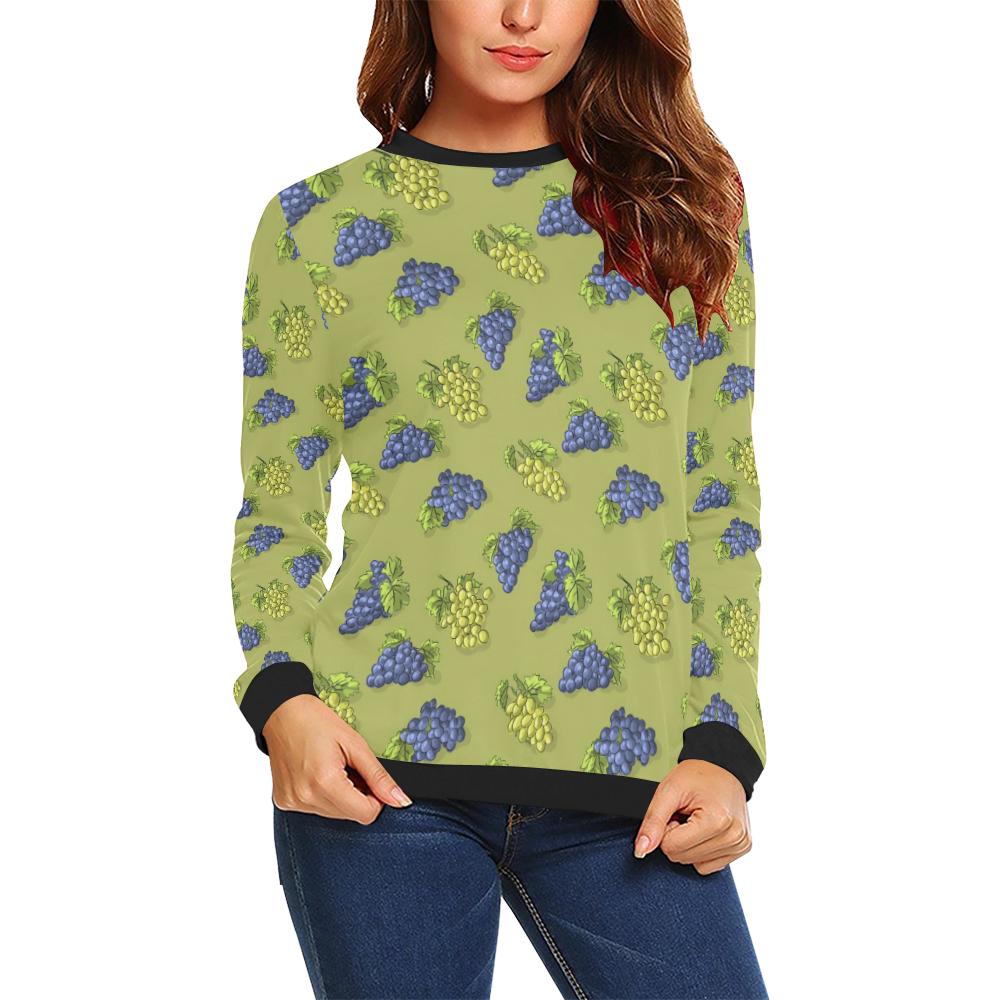 Grape Pattern Print Design GP08 Women Long Sleeve Sweatshirt-JorJune
