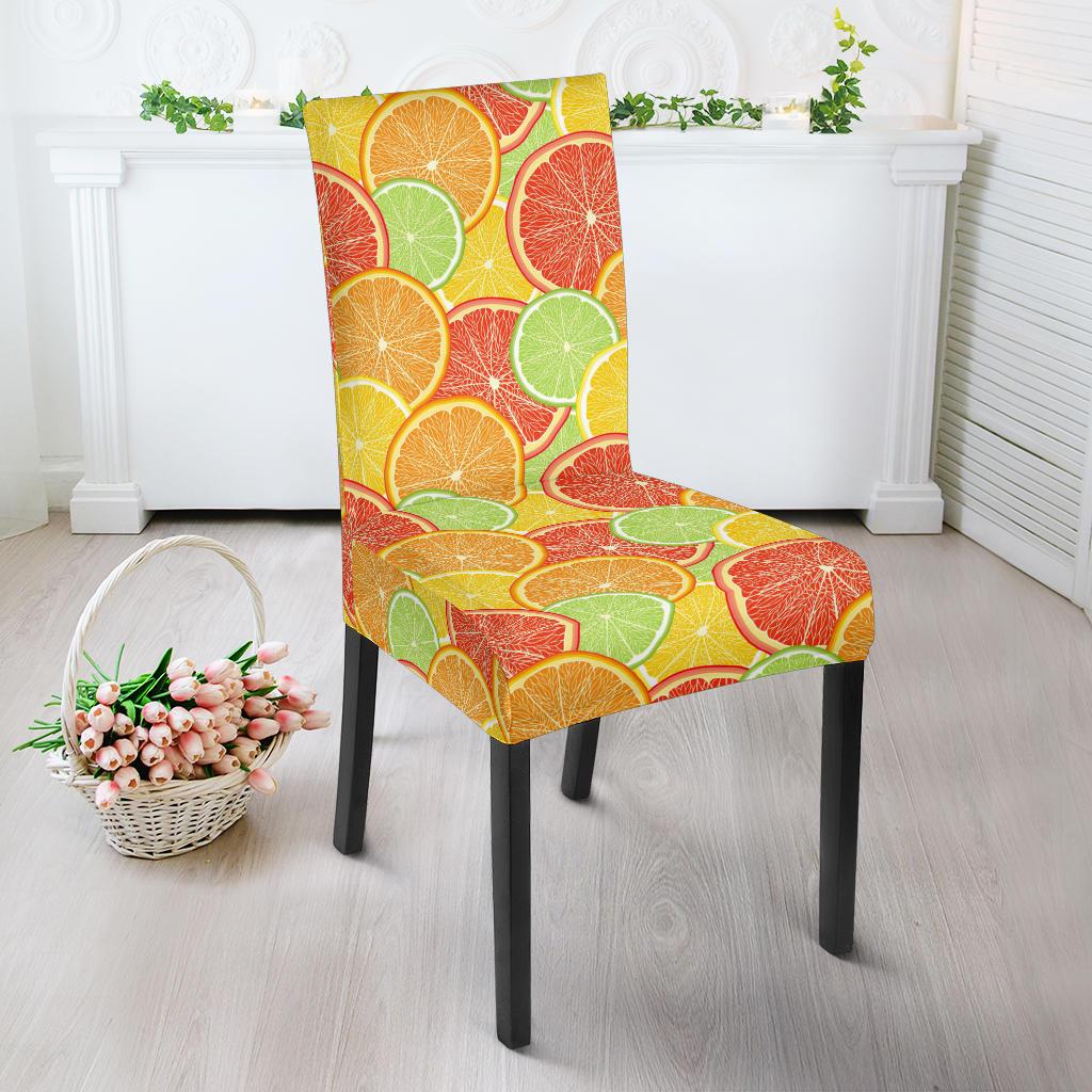 Grapefruit Pattern Print Design GF01 Dining Chair Slipcover-JORJUNE.COM