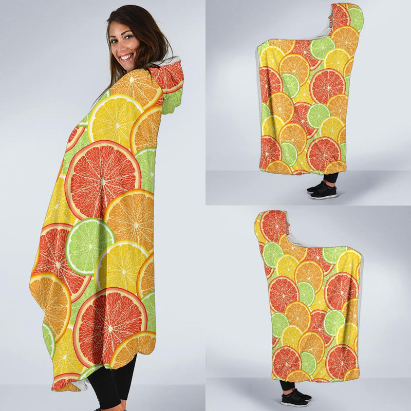 Grapefruit Pattern Print Design GF01 Hooded Blanket-JORJUNE.COM