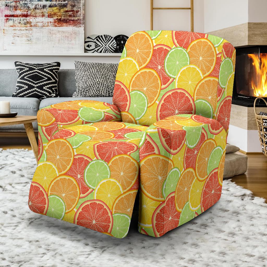 Grapefruit Pattern Print Design GF01 Recliner Slipcover-JORJUNE.COM